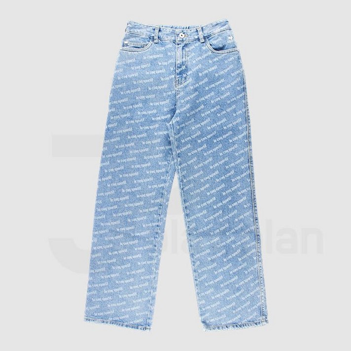 르꼬끄 여성 와이드 스트레이트 로고 데님 팬츠 QQ122OPT22