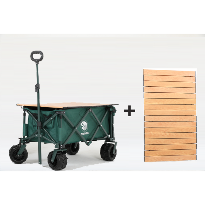 스마트무브프리미엄 캠핑 웨건 광폭바퀴 뒷문 확장형, 카키, 웨건상판 1개