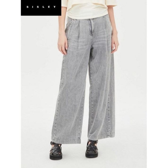 시슬리사이드 절개 턱 와이드 데님 팬츠 SADPC4531
