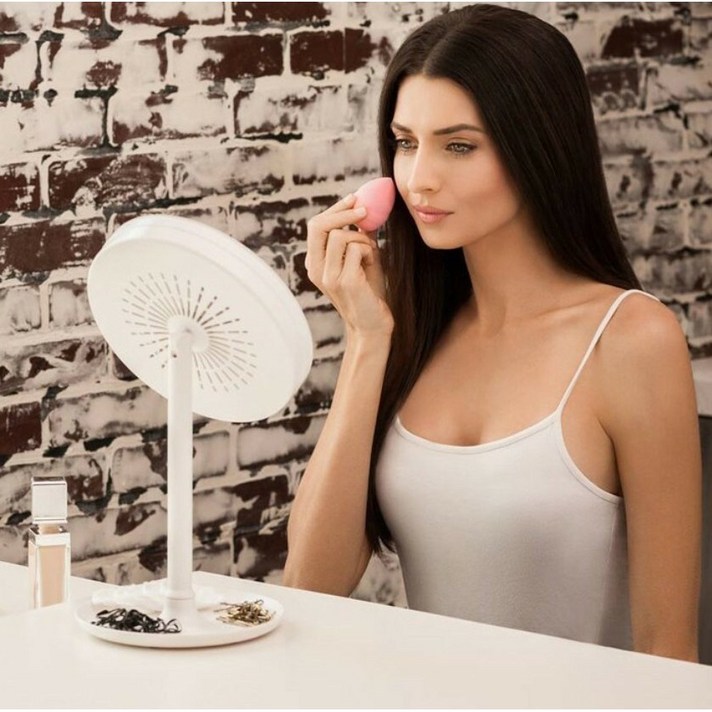 JEGA LED 선풍기 메이크업 거울, 화이트