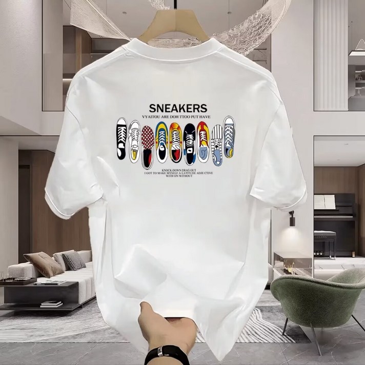 남자프린팅반팔티 오버핏반팔티스티 빅사이즈 뒷면프린팅이예쁜티 6820