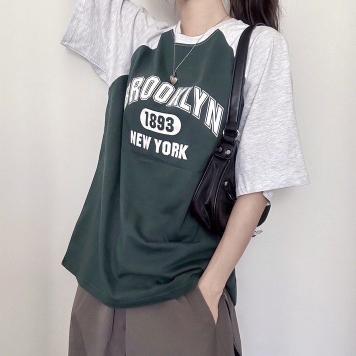 박스핏 브루클린 배색 레터링 데일리 나그랑 반팔T 티셔츠 4color 박스핏 브루클린 배색 레터링 데일리 나그랑 반팔T 티셔츠 4color