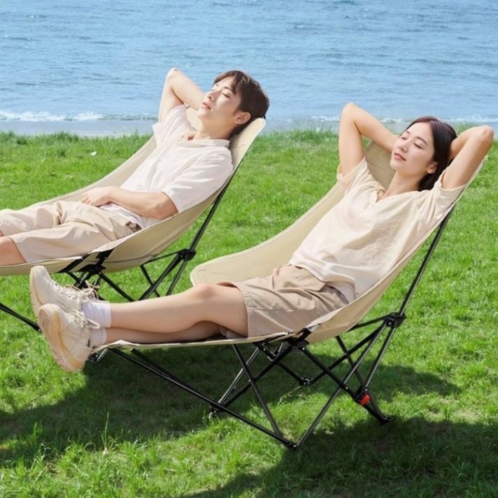 베어커즈 캠핑의자 리클라이너 앉거나 눕기겸용 접이식 각도조절 경량 무중력의자 발받침대, 2개, 검정