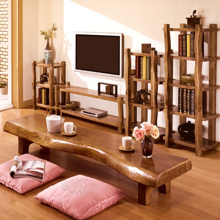 마루엔개비 자연림 다용도 긴 테이블 120사이즈  원목좌탁