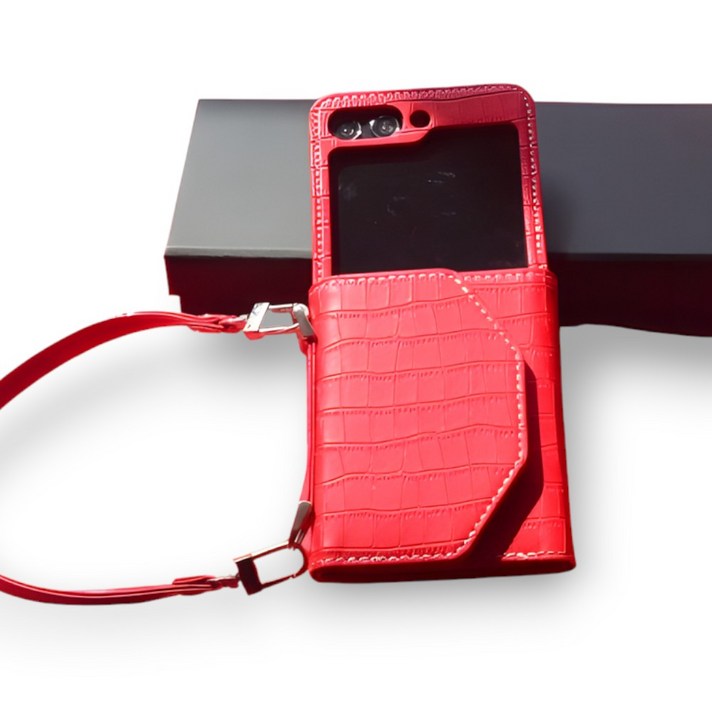 유도리스 갤럭시 Z플립 핸드 스트랩 카트 포켓 가죽 케이스