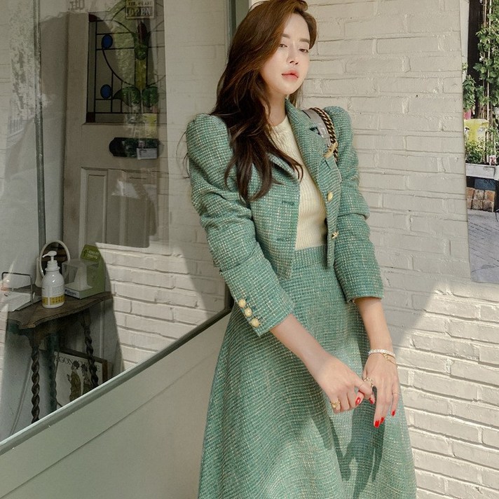 FANSYLI 여성 정장세트 봄가을 패션 코트 통근 투피스 71호 20230624