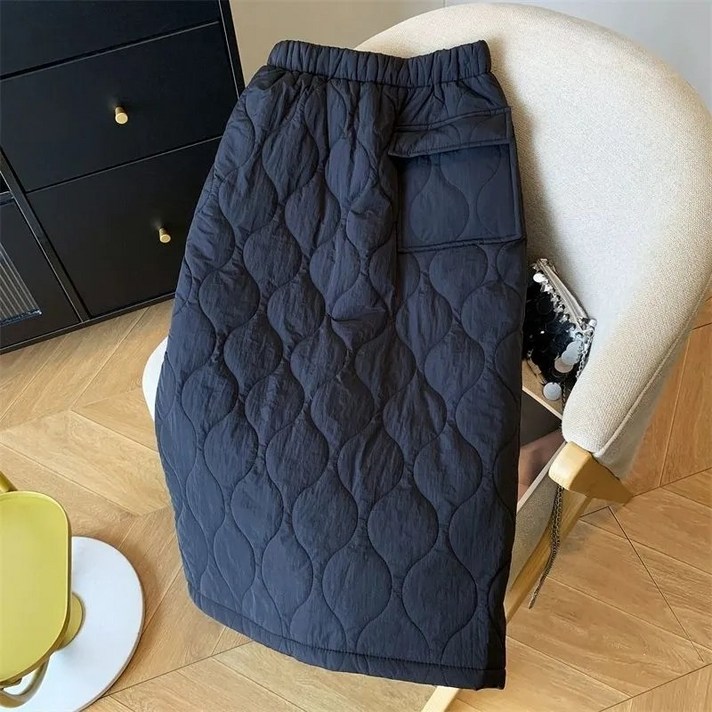 Glowhope 여성용 패딩 A라인 스커트 롱 스커트 겨울 바람막이 골프 패딩치마