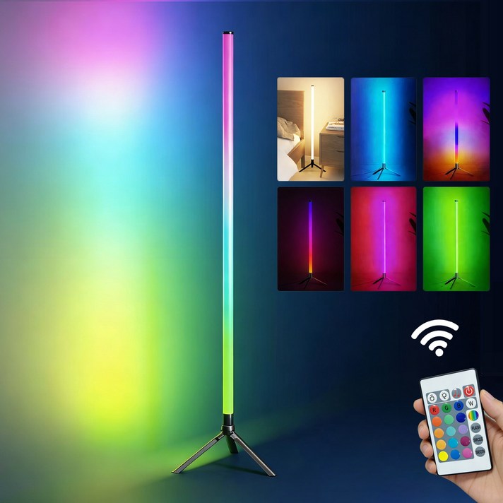 SASAKO 무선리모컨뮤직반응 RGB 장스탠드 감성 네온 조명 게이밍조명 침실 거실 무드등 홈오피스 분위기 조성