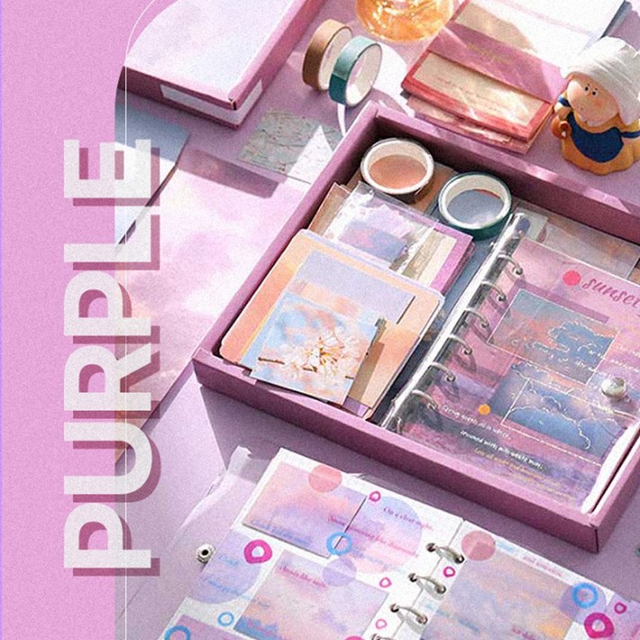 스크랩북 다이어리 꾸미기 다꾸 세트 패키지, 선셋글로우  퍼플