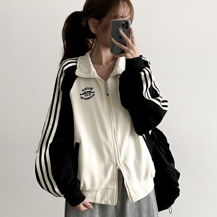 캐주얼 블록코어 트랙 배색 집업 ou4057c 캐주얼 블록코어 트랙 배색 집업 ou4057c