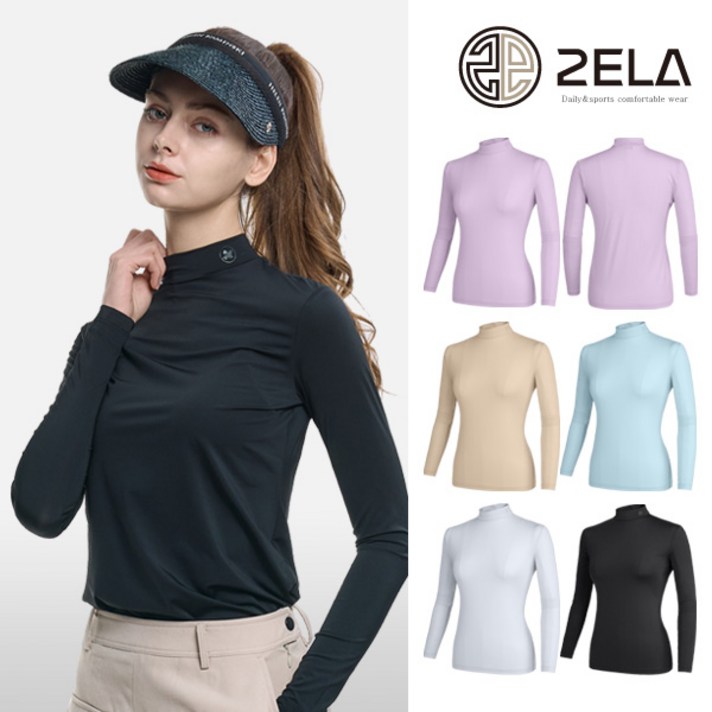 투엘라 여성 쿨 반폴라 긴팔티  나일론 냉감 스포츠 아웃도어 골프 레이어드 이너 긴팔 티셔츠