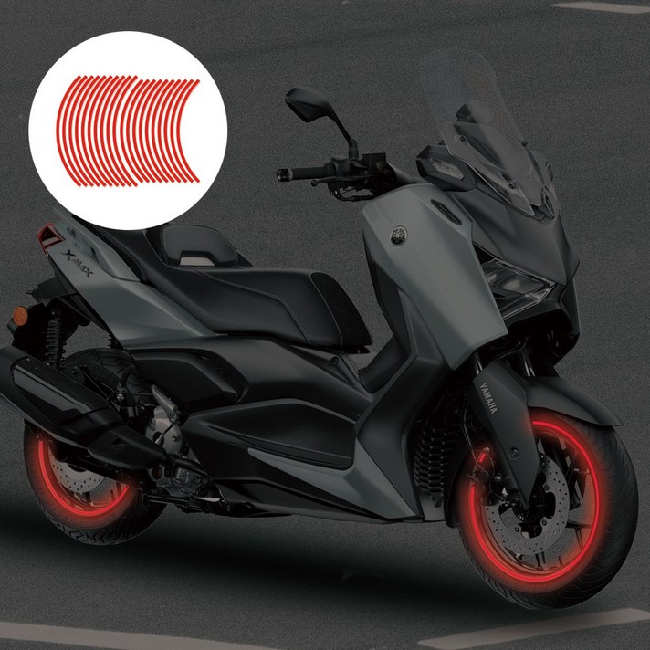 오토티엔 야마하 XMAX300 2025년 튜닝 휠스티커 림테이프 데칼 스티커 1514, 1세트, Red빨강