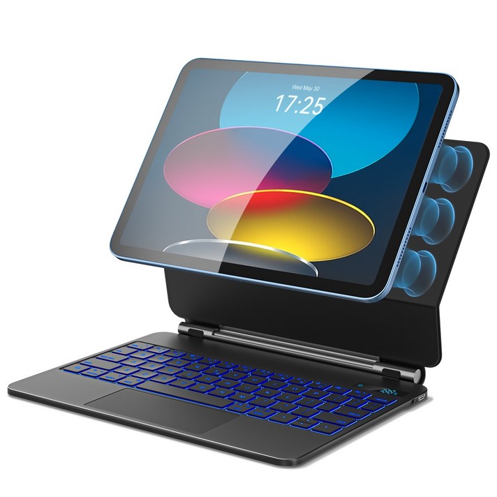 MORECOO 아이패드 전용 매직 키보드 한글 각인 키보드 프로 1234세대 에어 4567 1011세대 호환 10.911인치 프리미엄 블루투스 케이스, 블랙, 1개