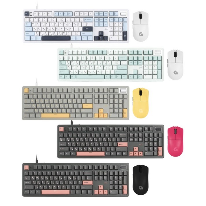 지클릭커 파도프로젝트 OPS899 8K 풀윤활 제주스위치 게이밍 키보드 마우스 세트, 일반형, 화이트 마린 RC1 도각도각 45g, OPS899