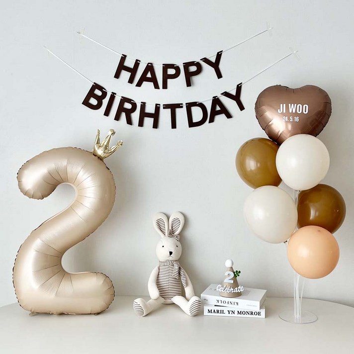 연지마켓 두돌 생일 파티 용품 세트 세 돌 풍선 생일상 레터링포함