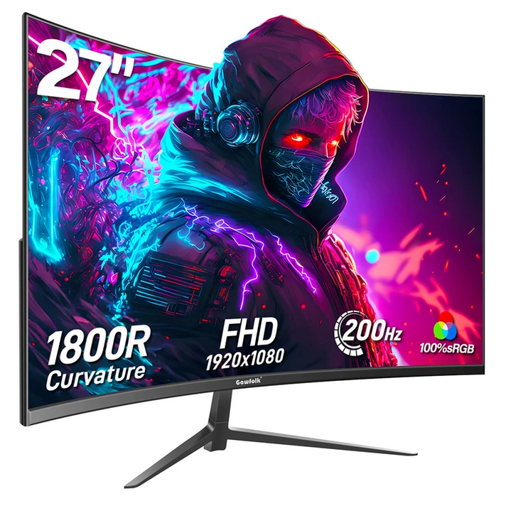 34인치 울트라와이드 커브드 게이밍 모니터 165Hz UWQHD 4k, 27인치 모니터 200Hz FHD, 커브드 컴퓨터 화면, Gawfolk 특가 할인중