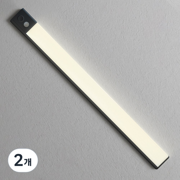 파카이라이트 무타공 슬림 엣지 알루미늄합금 터치식 LED 센서등 60cm, 블랙, 2개