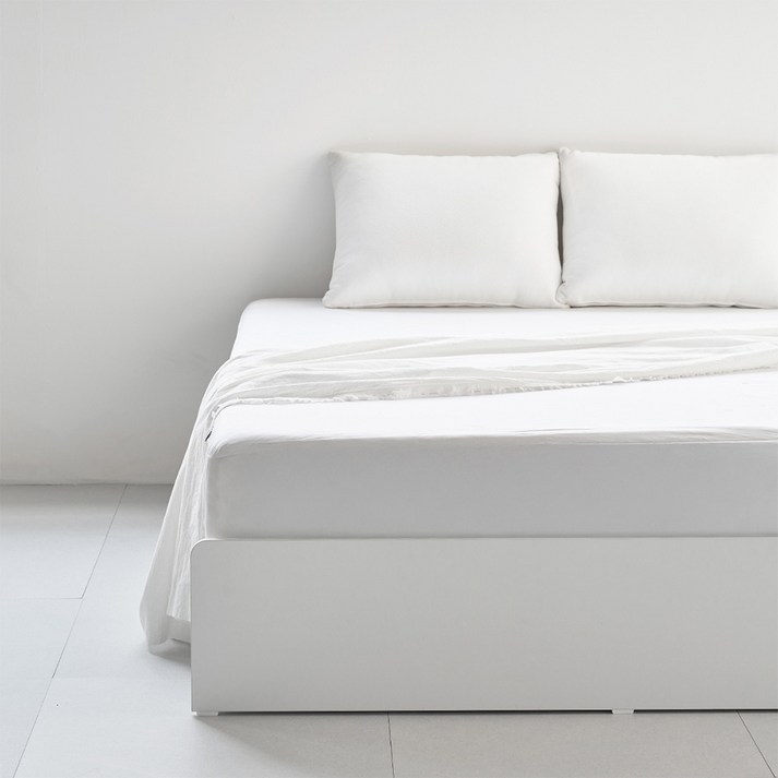 도모 라베노 무헤드 3단 수납형 침대 프레임 + 포켓스프링 매트리스 세트 방문설치, 화이트