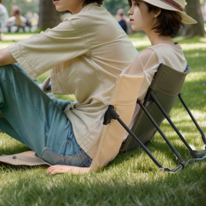 피크닉 휴대용 접이식 의자 캠핑 리틀띵즈 등받이 페스티벌 좌식 놀이동산 아웃도어, 1개, 올리브