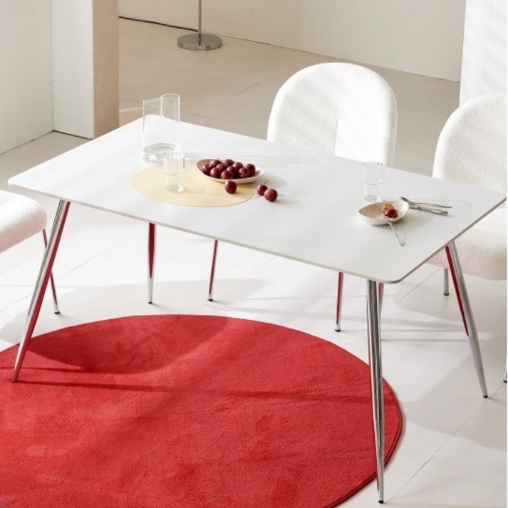 4인식탁테이블 헤즈로 미카엘 무광 화이트 포세린 4인용 세라믹 식탁세트 + 의자 4개