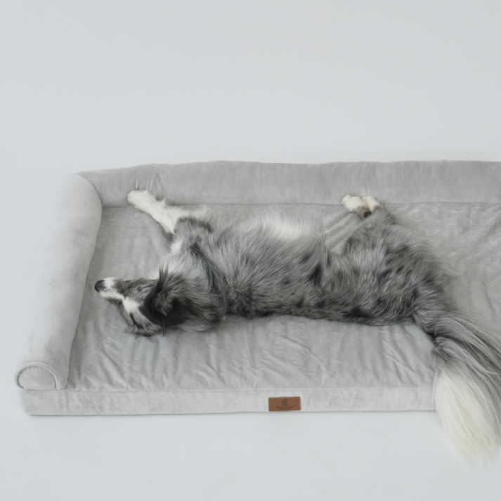 피치가든 대형견 분리형 목베개 극세사 하우스 방석 03, 그레이, 1개
