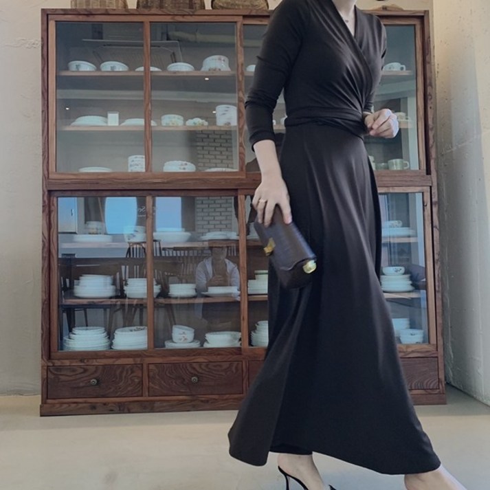 슬림 기모 롱 랩원피스