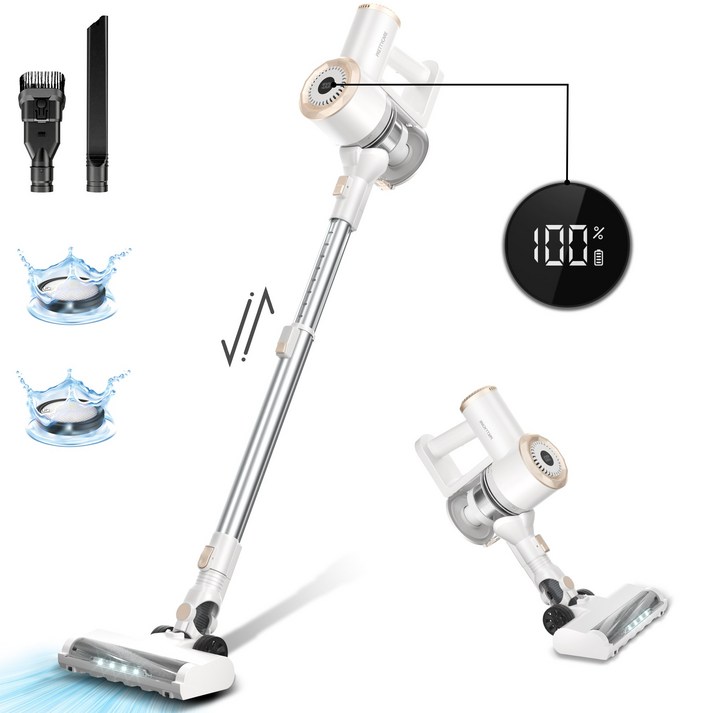 최신형 프리티케어 33KPa의 강력한 흡입력을 가진 스틱형 진공청소기 애완동물 털을 위한 경량 무선 진공청소기