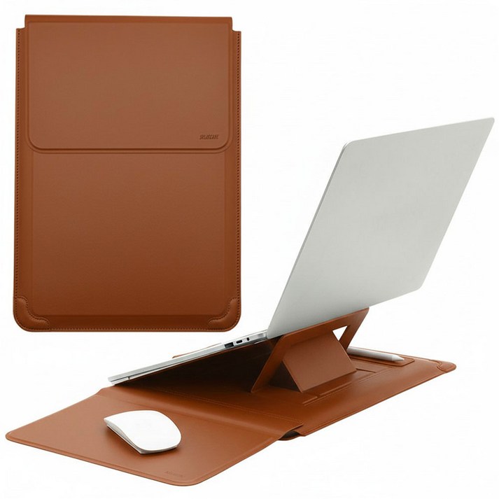 노트북 거치대 파우치 삼성 갤럭시북4 갤럭시북5프로 360 LG그램 맥북 14인치 15인치 16인치 17인치, 브라운, 1개