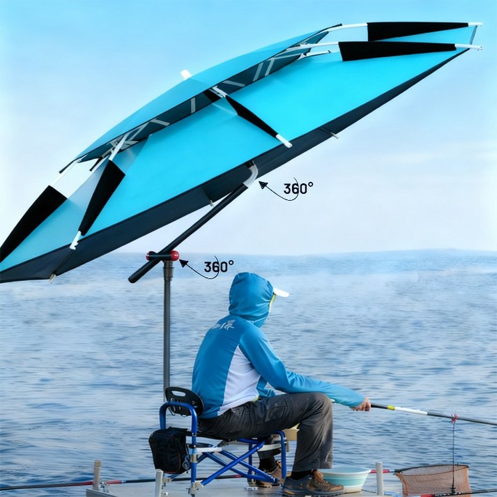 호밍사이 더블 360도 더블 레이어 낚시 파라솔 3단 접이식 휴대 디자인, 아웃도어 낚시 캠핑 전용 모델