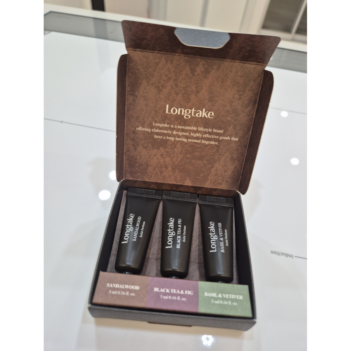 정품출고 롱테이크 솔리드 퍼퓸 디스커버리 키트  샌달우드  블랙티 앤 피그  바질 앤 베티버  5ml 3개입 , 1개