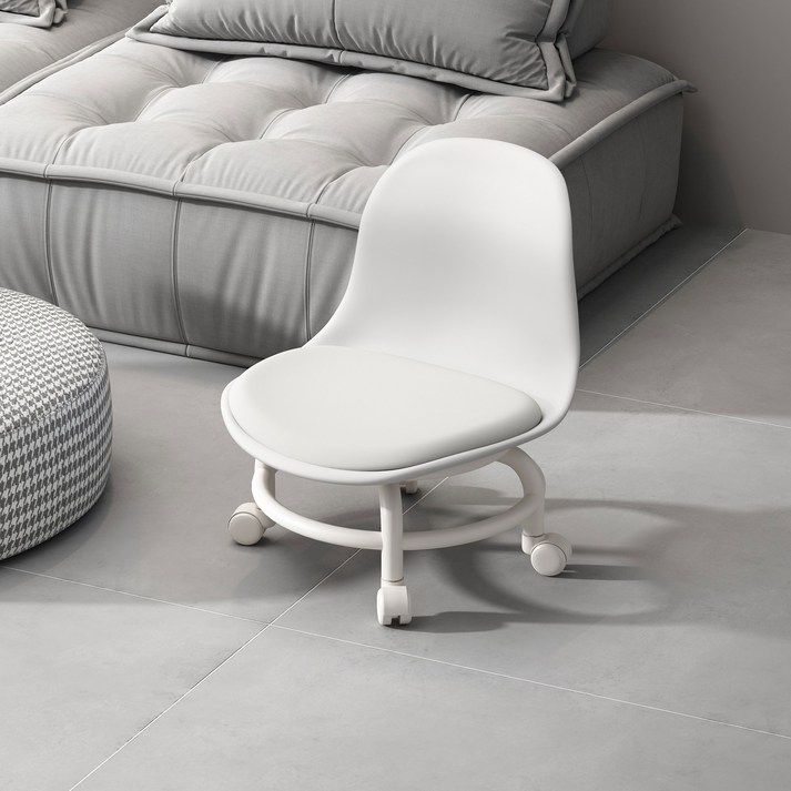 우이지아 탄소강프레임 앉은뱅이 회전 작업 요추등받이 의자, 화이트