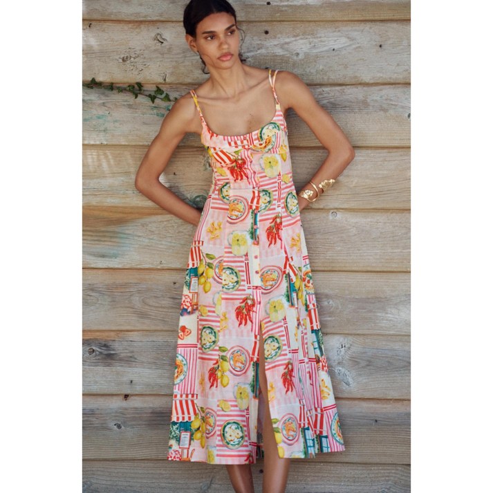 ZARA 자라 린넨 패치워크 프린트 원피스 3771107 3771107