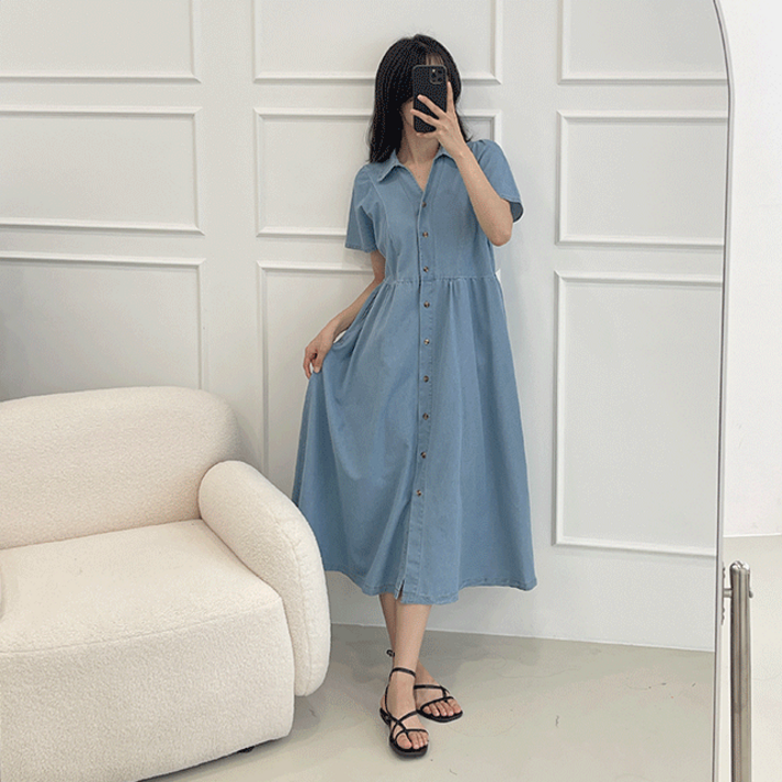 4477 레도 절개셔츠데님롱원피스