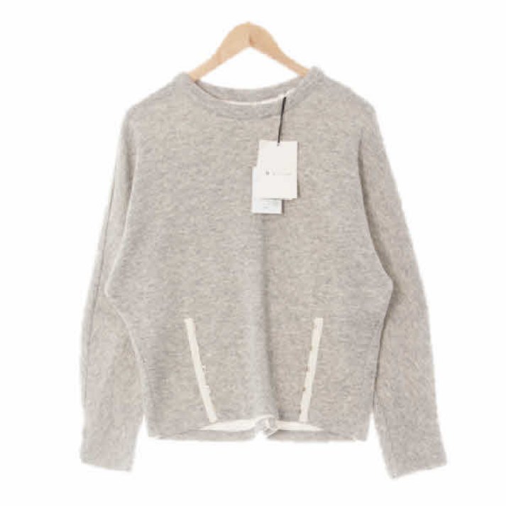 1315 잇미샤 멜란지그레이 울혼방 크루넥가오리니트 [82-88-160]