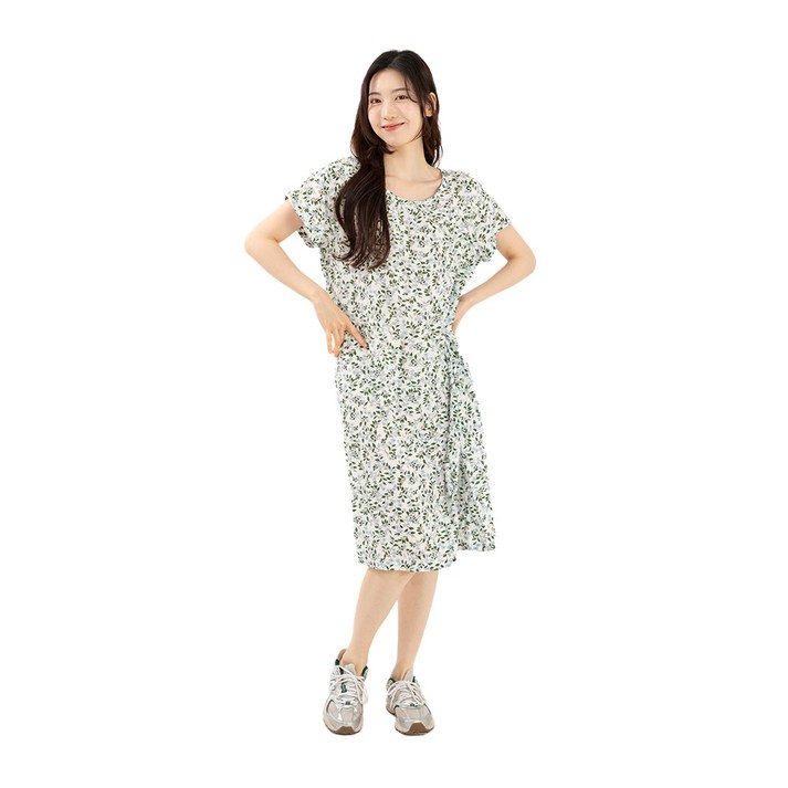 시크나인 아사면 꽃무늬 원피스 잠옷 여름 홈웨어 나시 반팔