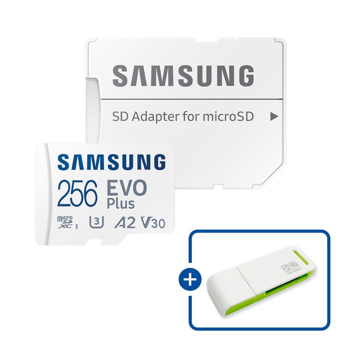 삼성전자 공식인증 정품 마이크로SD카드 EVO PLUS MBMC256SAKR 이엘 연두 카드 리더기 USB2.0 2in1, 1개 삼성전자 공식인증 정품 마이크로SD카드 EVO PLUS MBMC256SAKR 이엘 연두 카드 리더기 USB2.0 2in1, 1개