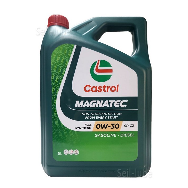 캐스트롤 마그네틱 SP C2 0W30 6L 1개  API SP ACEA C2 가솔린 디젤 겸용 100% 합성 엔진오일 (지능형 마그네트 분자의 지속적인 엔진보호)