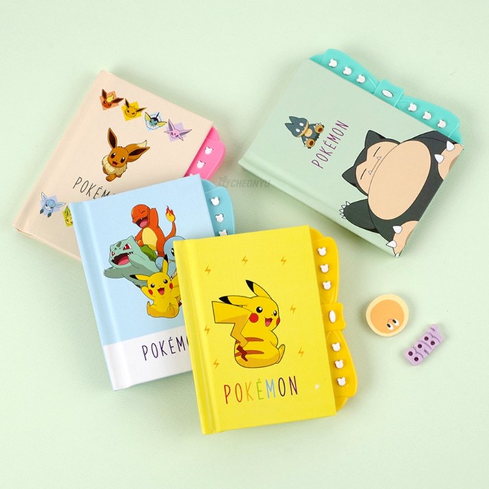 포켓몬 버튼 비밀다이어리 피카츄 잠만보 이브이