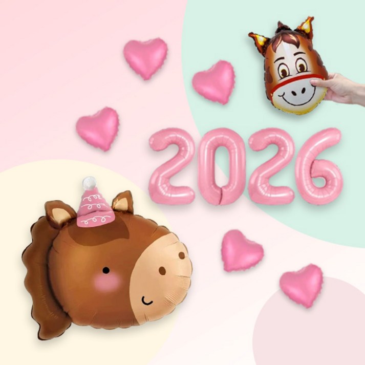 [파티지] 말풍선 세트 / 2026년 말의해 말띠풍선 포토존 새해 신년행사 병오년, 1세트, N2026_14_핑크 꼬깔 말풍선_핑크