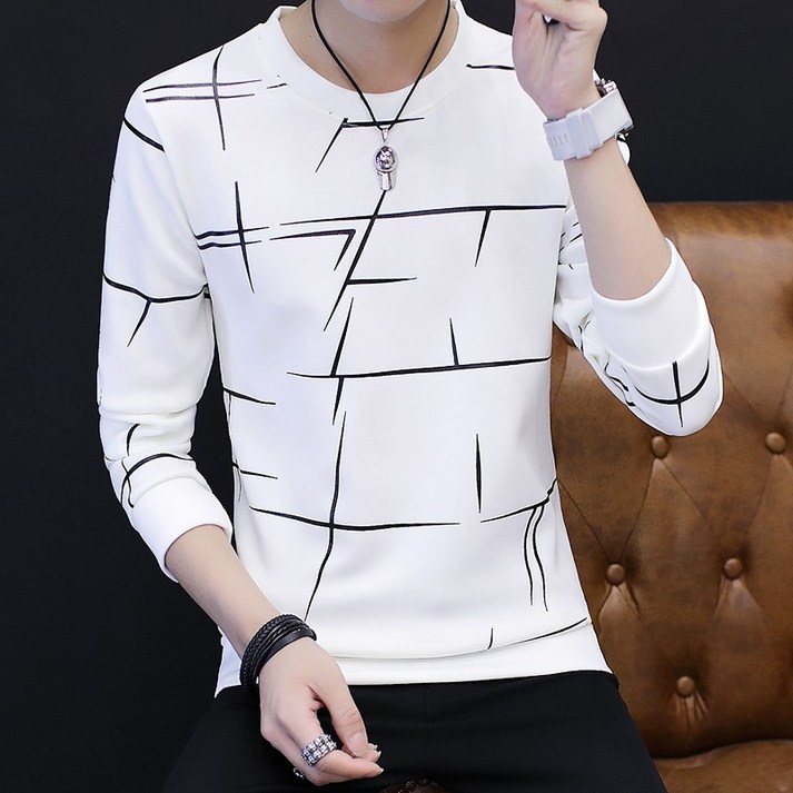 남자긴팔티 케익 SH 남성 긴팔 티 셔츠 라운드 패션 루즈핏 남자 의류 3-36 티셔츠