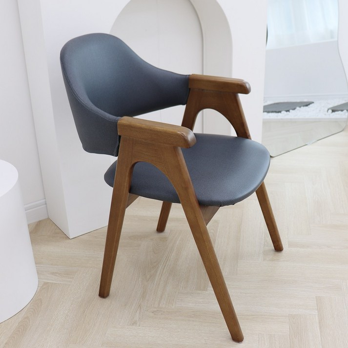 파스텔우드 고급원목 카페의자 커피숍의자 식탁의자 인테리어의자 비올렛S, 브라운우드블루그레이방석, 1개