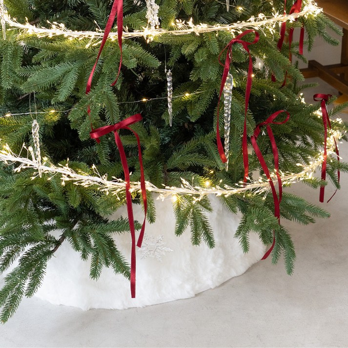 나비다드 크리스마스 트리 퍼 니트 스커트 인테리어 하단 장식