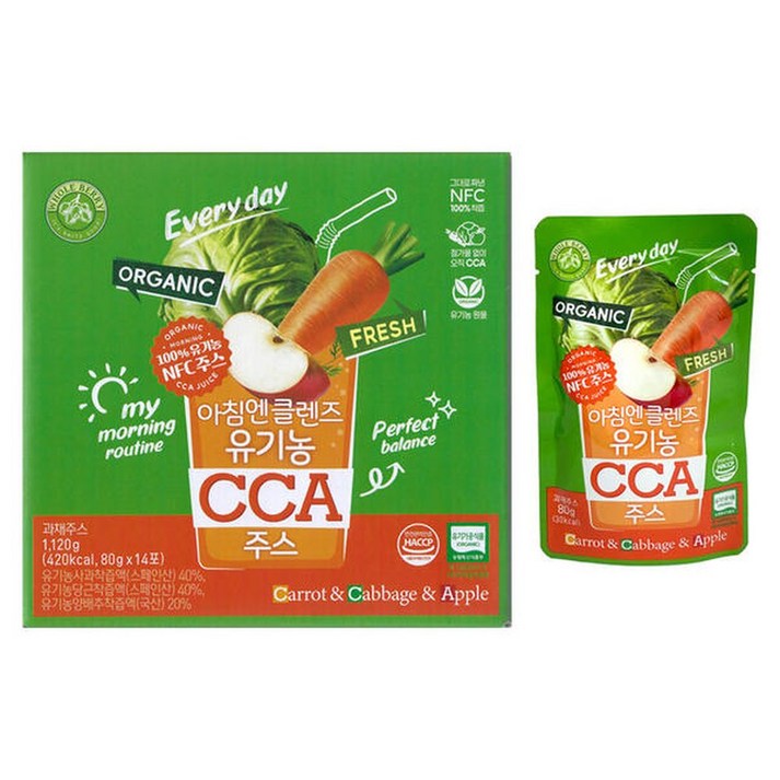 홀베리 아침엔 클렌즈 유기농 CCA주스 80g x 14개입 1개 / 써클