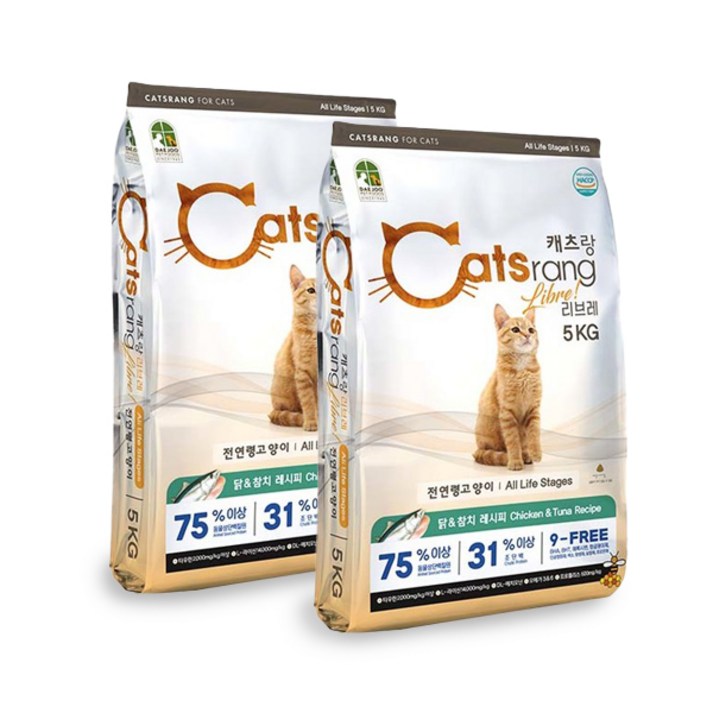 반려동물용품 캐츠랑 리브레5kg X 2개 전연령 고양이사료 고양이밥, 5kg, 닭+참치