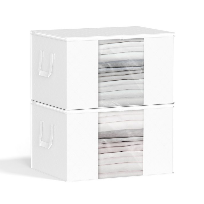 프리미엄 대용량 의류 리빙박스 이불 옷 정리 수납가방, 화이트, 2개