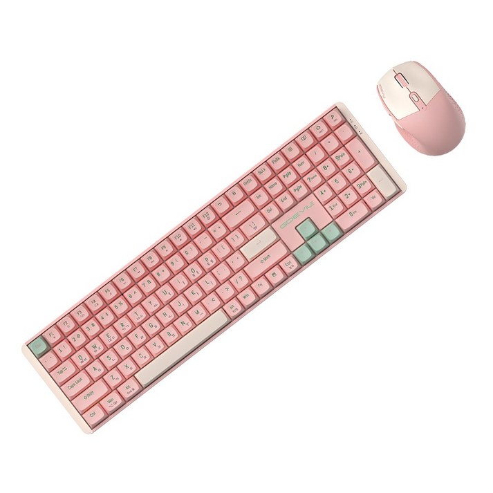지데빌 GDEVIL MK850W 무선 MAC 호환 기계식 키보드 마우스 세트, 일반형, 핑크, MK850W