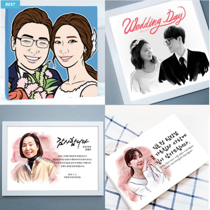 [초상화] 팝아트 초상화 그림 주문제작 캐리커쳐 선물 웨딩 돌 퇴임 사은회 인테리어 커플 어버이날 납골당액자 영정사진
