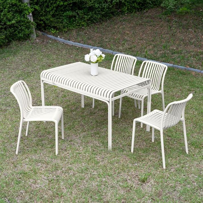 피카소가구 팰리마린 4인세트 6인세트 플라스틱의자 철재 야외테이블 카페 인테리어 야외 세트