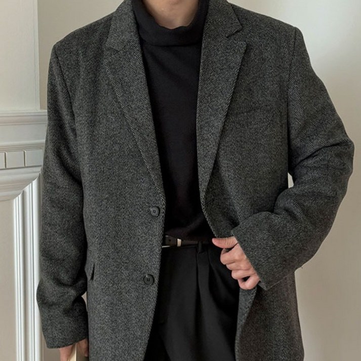 키작은남자 시프 헤링본 울 블레이져 자켓 키작남