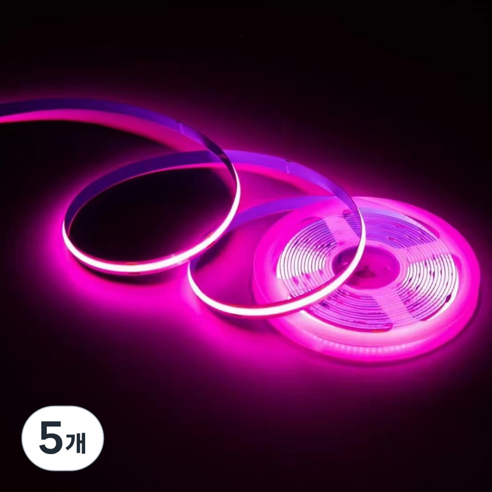 원그리드 USB COB LED 스트립 5m 잘라쓰는 줄조명 밝기조절, 5개, 핑크